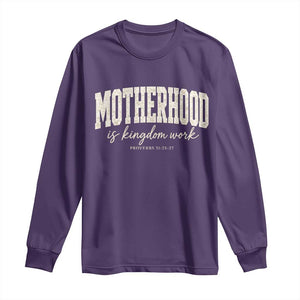 Motherhood Is Kingdom Work Long Sleeve Shirt Cute Christian Mom Mothers Day Floral Jesus TS10 Purple Print Your Wear