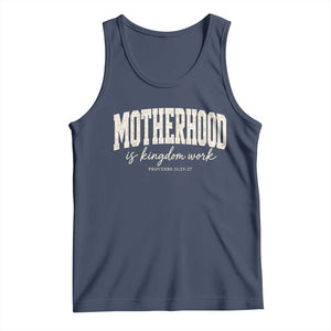 Motherhood Is Kingdom Work Tank Top Cute Christian Mom Mothers Day Floral Jesus TS10 Navy Print Your Wear