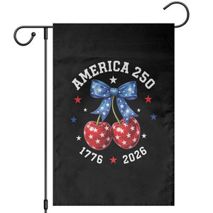 250 Anniversary USA Garden Flag Cherry Coquette Bow 4th Of July 1776 2026 250th Birthday TS10 Black Print Your Wear