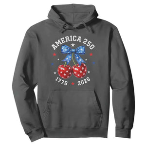250 Anniversary USA Hoodie Cherry Coquette Bow 4th Of July 1776 2026 250th Birthday TS10 Dark Heather Print Your Wear