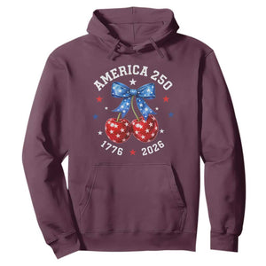 250 Anniversary USA Hoodie Cherry Coquette Bow 4th Of July 1776 2026 250th Birthday TS10 Maroon Print Your Wear
