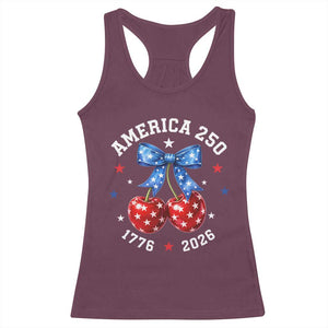 250 Anniversary USA Racerback Tank Top Cherry Coquette Bow 4th Of July 1776 2026 250th Birthday TS10 Maroon Print Your Wear
