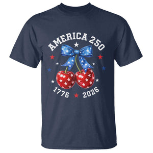 250 Anniversary USA T Shirt Cherry Coquette Bow 4th Of July 1776 2026 250th Birthday TS10 Navy Print Your Wear