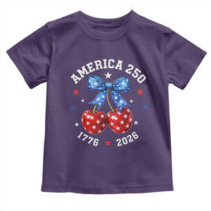 250 Anniversary USA Toddler T Shirt Cherry Coquette Bow 4th Of July 1776 2026 250th Birthday TS10 Purple Print Your Wear