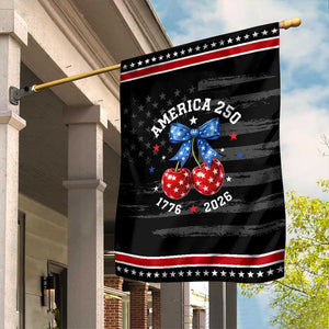 250 Anniversary USA Patriotic Garden Flag Cherry Coquette Bow 4th Of July 1776 2026 250th Birthday TS10 Distressed Black Red Print Your Wear