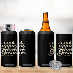Cool Moms Love Jesus 4 in 1 Can Cooler Tumbler Vintage Floral Boho Wildflower Christian Mama Mothers Day TS10 Print Your Wear