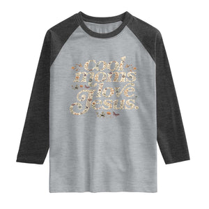 Cool Moms Love Jesus Raglan Shirt Vintage Floral Boho Wildflower Christian Mama Mothers Day TS10 Heather Gray Heather Charcoal Print Your Wear