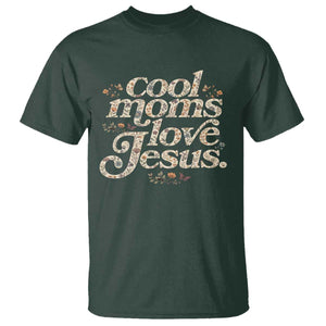 Cool Moms Love Jesus T Shirt Vintage Floral Boho Wildflower Christian Mama Mothers Day TS10 Dark Forest Green Print Your Wear
