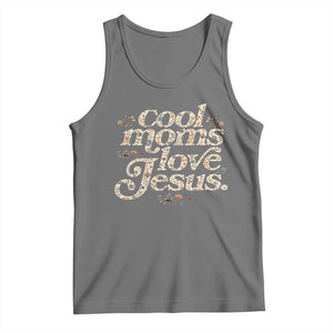 Cool Moms Love Jesus Tank Top Vintage Floral Boho Wildflower Christian Mama Mothers Day TS10 Black Heather Print Your Wear