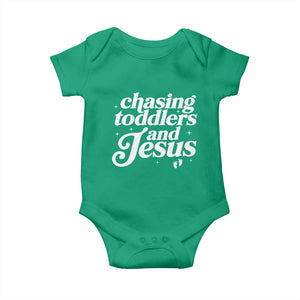 Christian Mom Baby Onesie Chasing Jesus And Toddlers TS10 Irish Green Print Your Wear