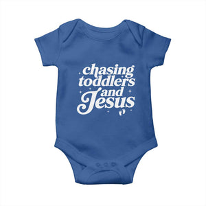 Christian Mom Baby Onesie Chasing Jesus And Toddlers TS10 Royal Blue Print Your Wear