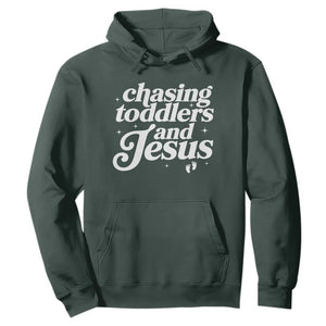 Christian Mom Hoodie Chasing Jesus And Toddlers TS10 Dark Forest Green Print Your Wear