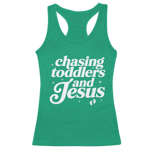 Christian Mom Racerback Tank Top Chasing Jesus And Toddlers TS10 Irish Green Print Your Wear