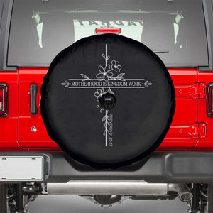 Motherhood Is Kingdom Work Spare Tire Cover Floral Cross Christian Mama Mothers Day TS10 Black Print Your Wear