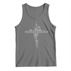 Motherhood Is Kingdom Work Tank Top Floral Cross Christian Mama Mothers Day TS10 Black Heather Print Your Wear