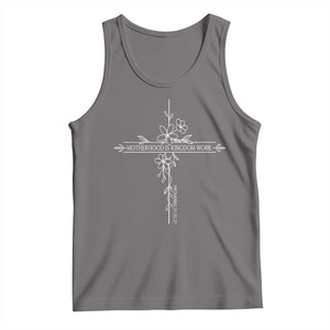 Motherhood Is Kingdom Work Tank Top Floral Cross Christian Mama Mothers Day TS10 Deep Heather Print Your Wear