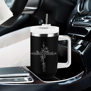 Motherhood Is Kingdom Work Tumbler With Handle Floral Cross Christian Mama Mothers Day TS10 Print Your Wear
