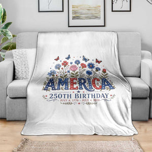Floral 250th Anniversary Throw Blanket Wildflower Independence Day 250 Years Birthday 1776 2026 TS10 Print Your Wear