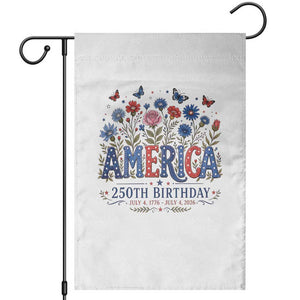 Floral 250th Anniversary Garden Flag Wildflower Independence Day 250 Years Birthday 1776 2026 TS10 White Print Your Wear