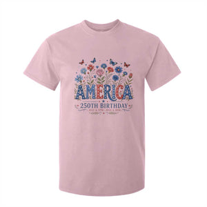 Floral 250th Anniversary T Shirt For Kid Wildflower Independence Day 250 Years Birthday 1776 2026 TS10 Light Pink Print Your Wear