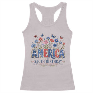 Floral 250th Anniversary Racerback Tank Top Wildflower Independence Day 250 Years Birthday 1776 2026 TS10 Ice Gray Print Your Wear