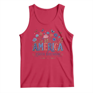 Floral 250th Anniversary Tank Top Wildflower Independence Day 250 Years Birthday 1776 2026 TS10 Red Print Your Wear