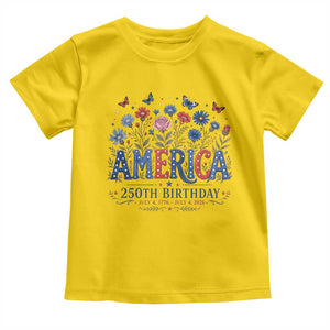 Floral 250th Anniversary Toddler T Shirt Wildflower Independence Day 250 Years Birthday 1776 2026 TS10 Daisy Print Your Wear