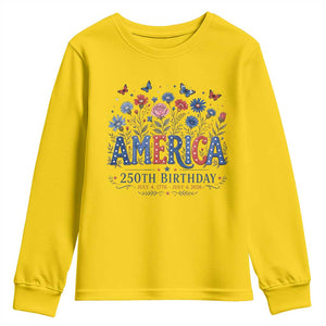 Floral 250th Anniversary Youth Sweatshirt Wildflower Independence Day 250 Years Birthday 1776 2026 TS10 Daisy Print Your Wear