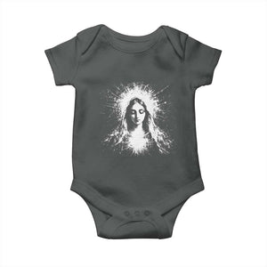 Catholic Virgin Mary Baby Onesie Vintage Marian Face Christian Our Lady TS10 Dark Heather Print Your Wear