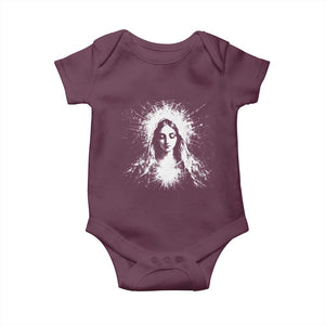 Catholic Virgin Mary Baby Onesie Vintage Marian Face Christian Our Lady TS10 Maroon Print Your Wear