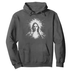Catholic Virgin Mary Hoodie Vintage Marian Face Christian Our Lady TS10 Dark Heather Print Your Wear