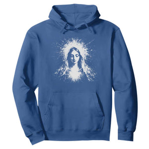 Catholic Virgin Mary Hoodie Vintage Marian Face Christian Our Lady TS10 Royal Blue Print Your Wear