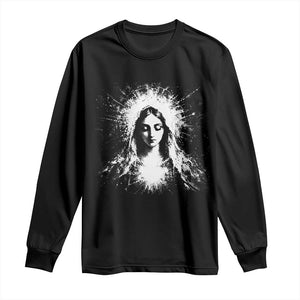 Catholic Virgin Mary Long Sleeve Shirt Vintage Marian Face Christian Our Lady TS10 Black Print Your Wear
