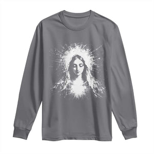 Catholic Virgin Mary Long Sleeve Shirt Vintage Marian Face Christian Our Lady TS10 Charcoal Print Your Wear