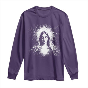 Catholic Virgin Mary Long Sleeve Shirt Vintage Marian Face Christian Our Lady TS10 Purple Print Your Wear