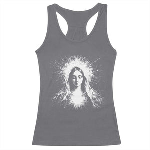 Catholic Virgin Mary Racerback Tank Top Vintage Marian Face Christian Our Lady TS10 Charcoal Print Your Wear