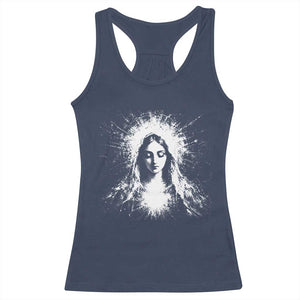 Catholic Virgin Mary Racerback Tank Top Vintage Marian Face Christian Our Lady TS10 Navy Print Your Wear