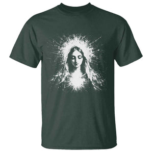 Catholic Virgin Mary T Shirt Vintage Marian Face Christian Our Lady TS10 Dark Forest Green Print Your Wear