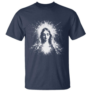 Catholic Virgin Mary T Shirt Vintage Marian Face Christian Our Lady TS10 Navy Print Your Wear