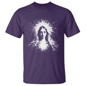 Catholic Virgin Mary T Shirt Vintage Marian Face Christian Our Lady TS10 Purple Print Your Wear