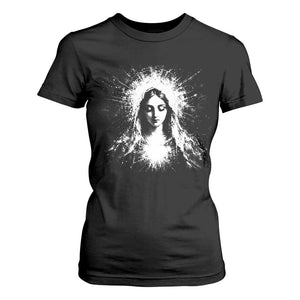 Catholic Virgin Mary T Shirt For Women Vintage Marian Face Christian Our Lady TS10 Black Print Your Wear