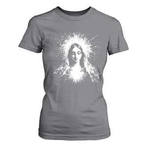Catholic Virgin Mary T Shirt For Women Vintage Marian Face Christian Our Lady TS10 Charcoal Print Your Wear