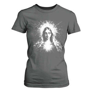 Catholic Virgin Mary T Shirt For Women Vintage Marian Face Christian Our Lady TS10 Dark Heather Print Your Wear