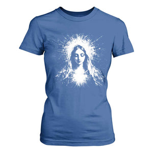 Catholic Virgin Mary T Shirt For Women Vintage Marian Face Christian Our Lady TS10 Royal Blue Print Your Wear
