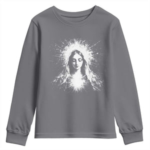 Catholic Virgin Mary Youth Sweatshirt Vintage Marian Face Christian Our Lady TS10 Charcoal Print Your Wear