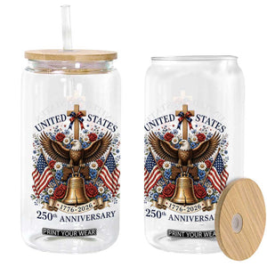 250 Anniversary USA Patriotic Eagle Glass Can Flower 250th Birthday 4th Of July 2026 TS10 Print Your Wear