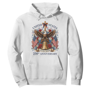 250 Anniversary USA Patriotic Eagle Hoodie Flower 250th Birthday 4th Of July 2026 TS10 White Print Your Wear