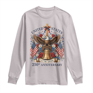 250 Anniversary USA Patriotic Eagle Long Sleeve Shirt Flower 250th Birthday 4th Of July 2026 TS10 Ice Gray Print Your Wear
