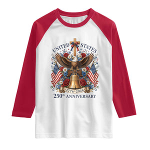 250 Anniversary USA Patriotic Eagle Raglan Shirt Flower 250th Birthday 4th Of July 2026 TS10 White Red Print Your Wear