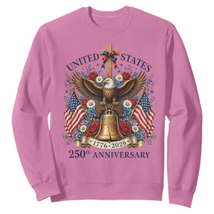 250 Anniversary USA Patriotic Eagle Sweatshirt Flower 250th Birthday 4th Of July 2026 TS10 Azalea Print Your Wear